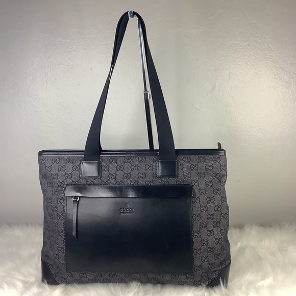 🛍 🖤Gucci Signature black canvas tote/ UNISEX - Picture 1 of 12